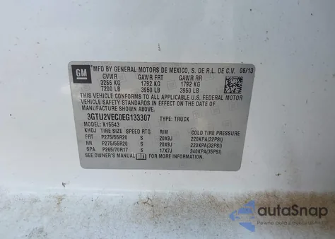 2014 GMC Sierra 1500 Slt z USA, uszkodzony, nr VIN 3GTU2VEC0EG133307